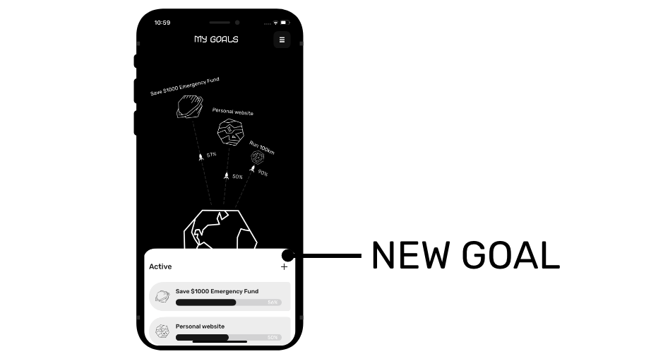GoalRocket main screen